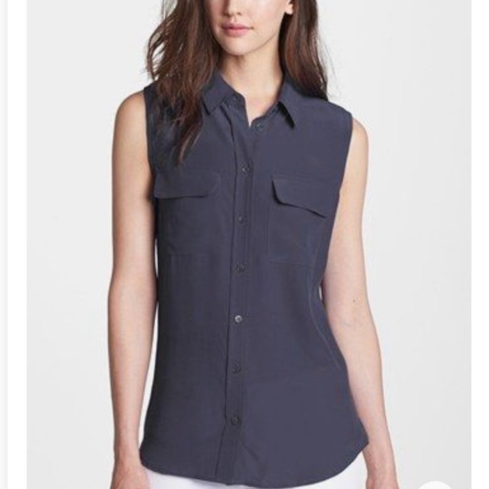 REVOLVE Equipment 'Slim Signature' Sleeveless 100% Silk Shirt Size Medium